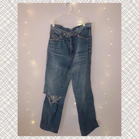 Vintage 90s Brittania Straight Leg Distressed Jeans - Picture 1 of 2